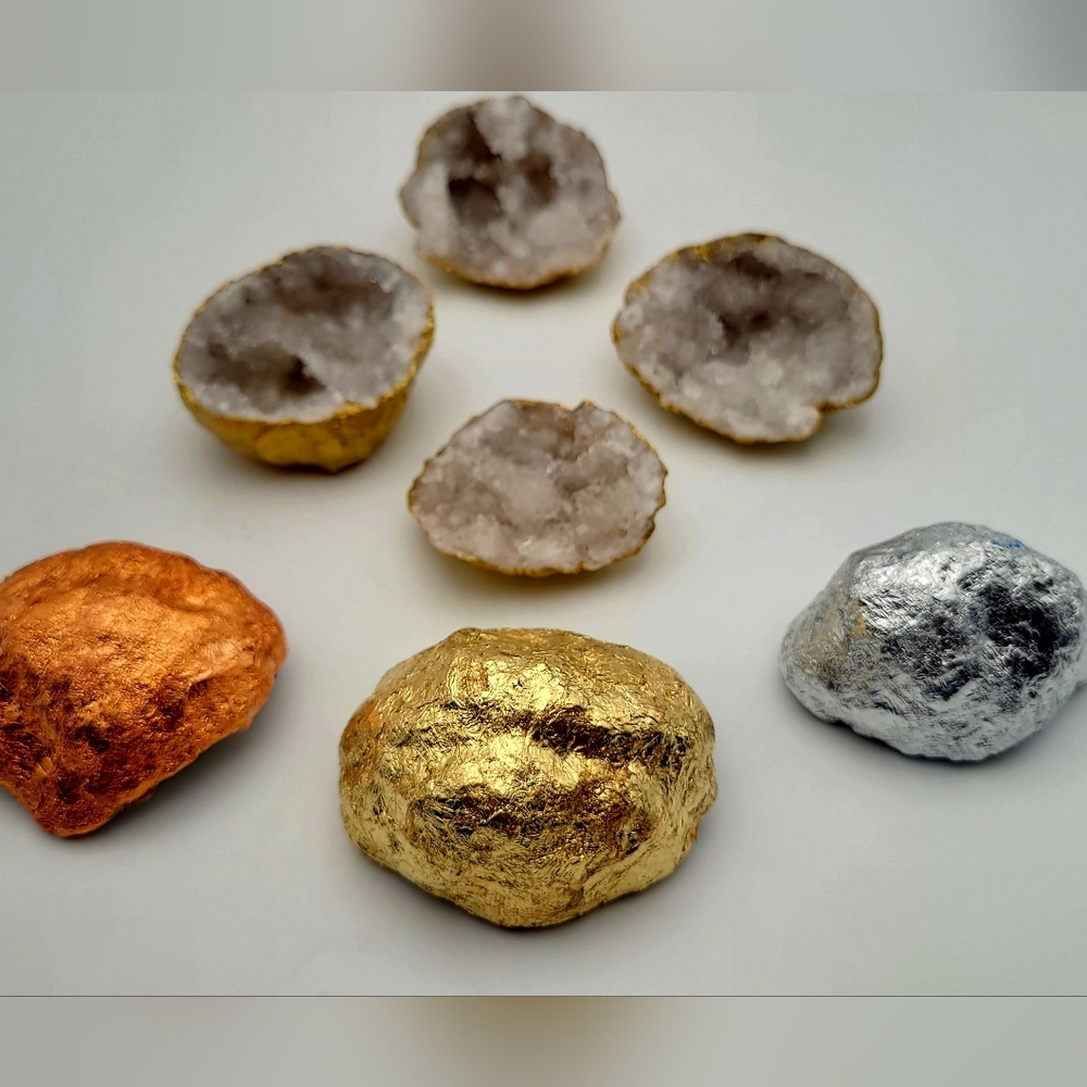 "Gold Dipped" Quartz crystals Geodes